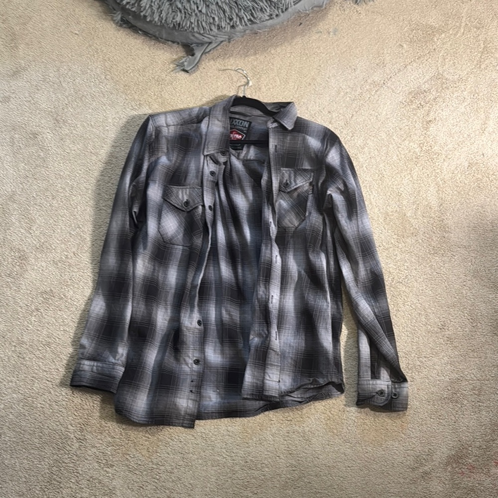 DIXXON Gray Plaid Casual Button Down Shirt